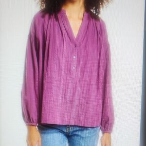 Vanessa Bruno Purple Mandarin Collar Blouse Relaxed Fit